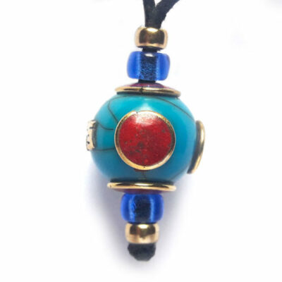collier pendentif nepal mantra bleu